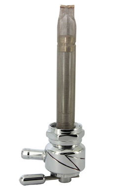 Single Outlet Reserve Round Lightning Valve-22mm (H-D)-1000 Series-5/16" hose barb-Chrome