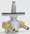Dual Outlet On/Off Only Hex Finned Valve-1/4" NPT-90&#176; 5/16" hose barbs-with adapter-Aluminum