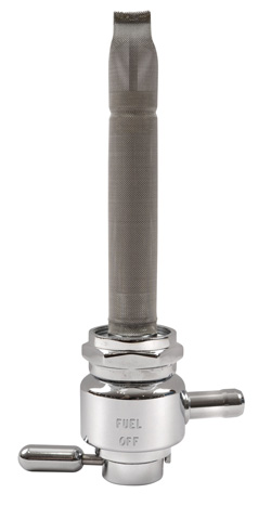 Single Outlet Reserve Round with Detent Valve-22mm (H-D)-6000 Series-5/16" hose barb-Chrome