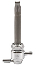 Single Outlet Reserve Round with Detent Valve-22mm (H-D)-6000 Series-5/16" hose barb-Chrome