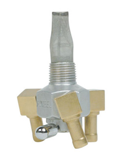 Triple Outlet On/Off Only  Hex Valve-1/4" NPT-90&#176; 5/16" hose barbs-Aluminum