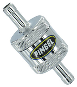 Inline SS Fuel Filter Chrome 1 In 1 Out